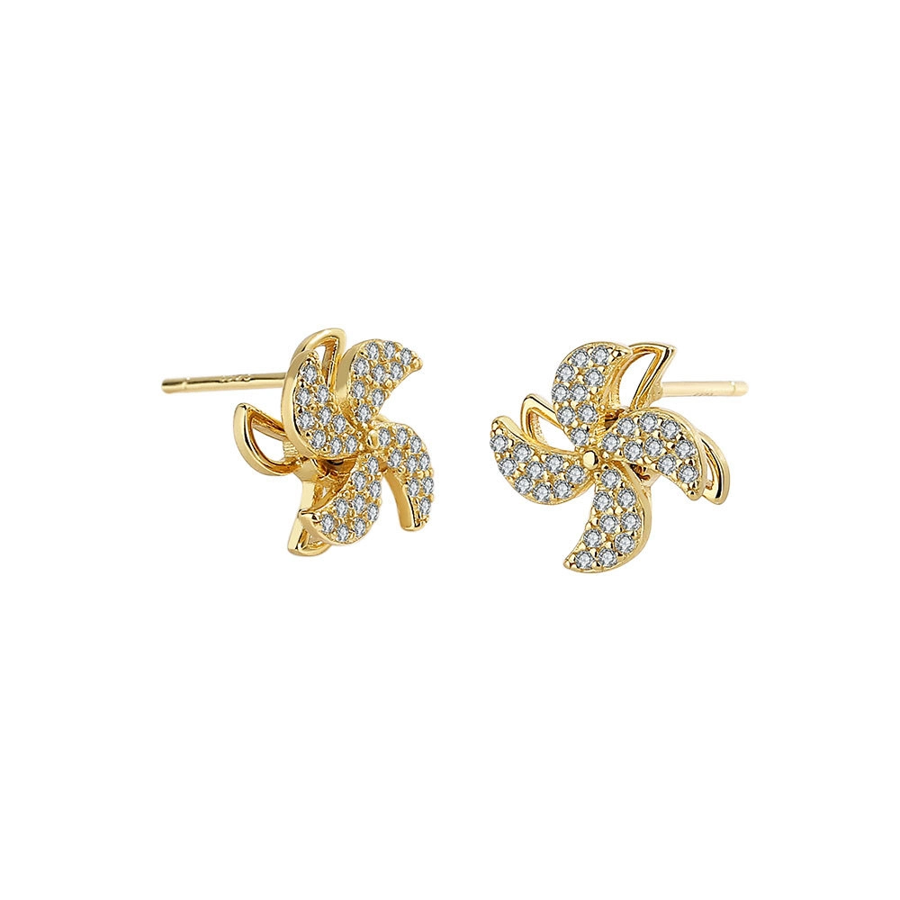 High End Women Brass Jewelry Zircon Ear Stud