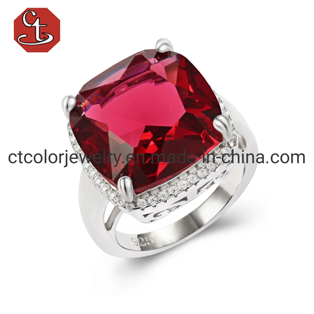 Chinese Manufacturer New Arrival 925 Silver Jewelry High Quality Gems Ruby Sapphire Optional Color Fashion Rings For Women