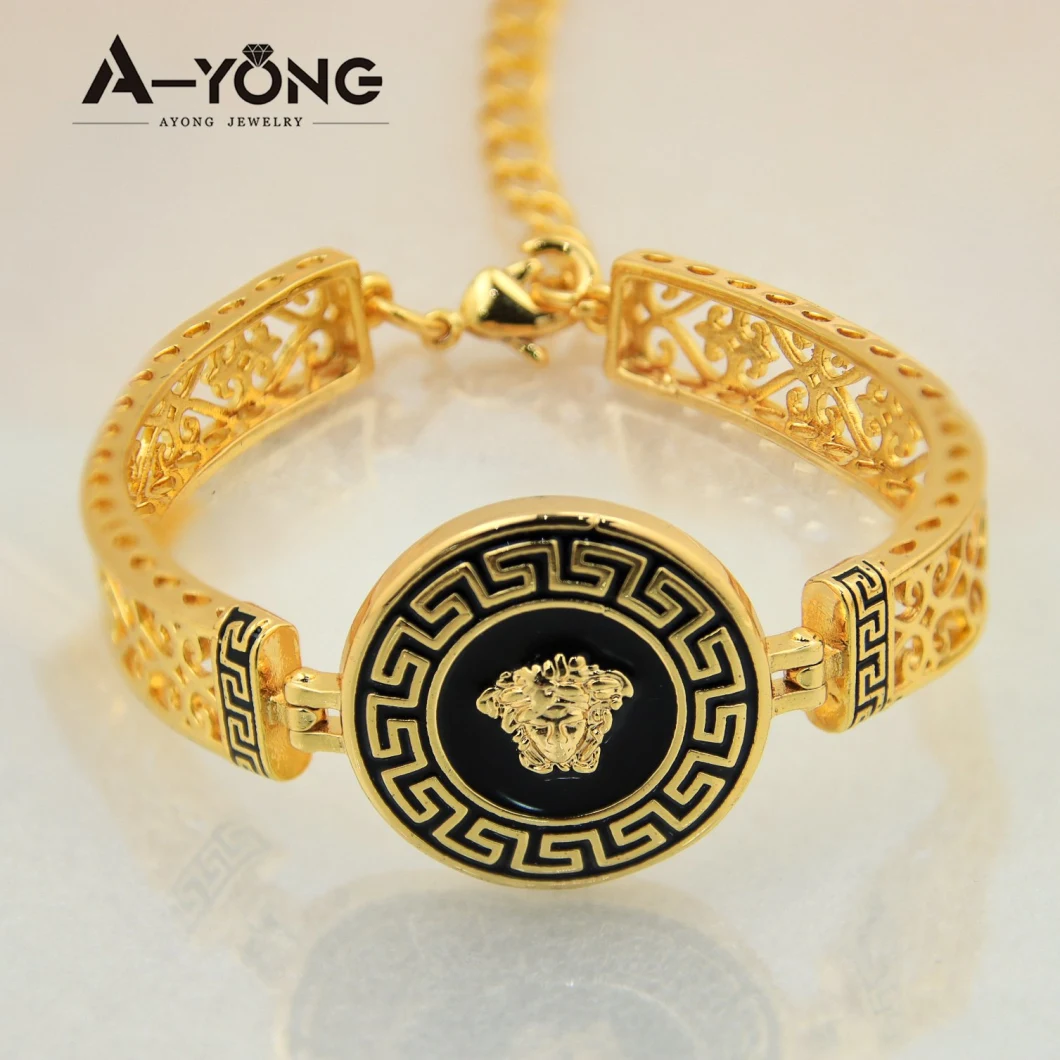 High Quality Portrait Black Bracelet Animal Coin Women Gold Plated 18K Jewelry