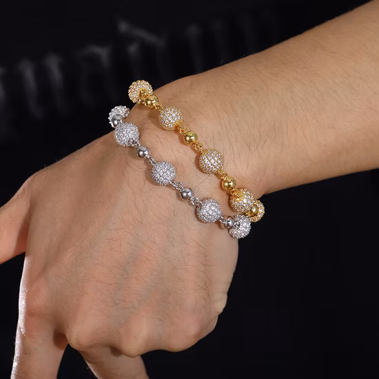 新デザイン 10 ミリメートルアイスアウトパールチェーンネックレス 18 K ゴールドメッキ真鍮 AAAAA CZ ダイヤモンド卸売ファッションジュエリー