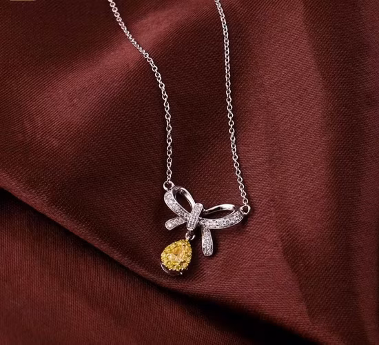 ハロウィン ダイヤモンド ジュエリー パーソナライズ 14K/18K ホワイト ゴールド イエロー ペアカット ダイヤモンド ネックレス ファッション ジュエリー